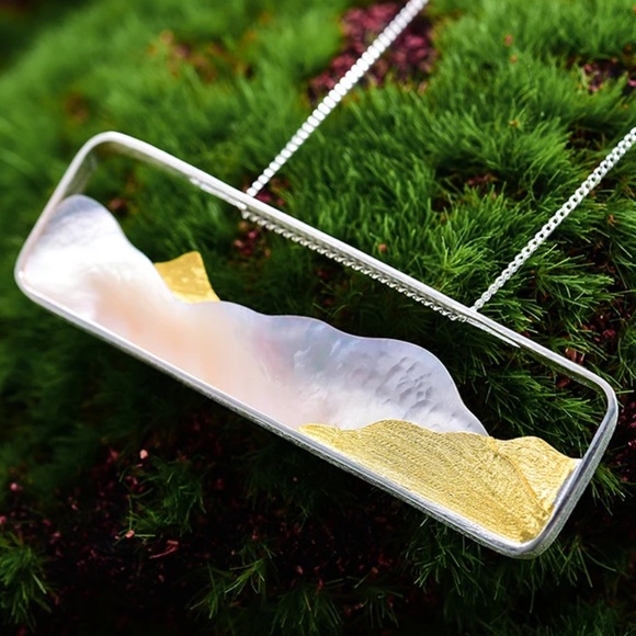 🎁 925 Silver Artisan Handmade Mother of Pearl The Zenaide Mountain Necklace - Picture 4 of 8